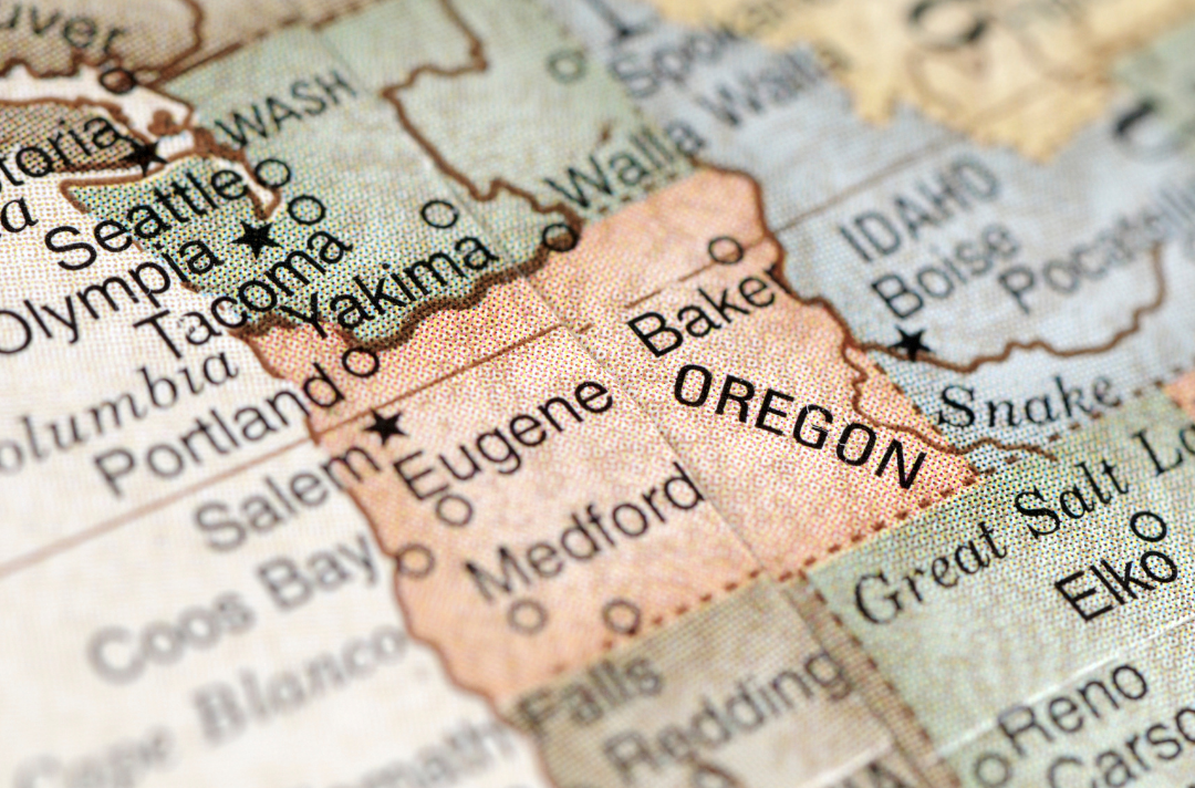A map of Oregon, USA